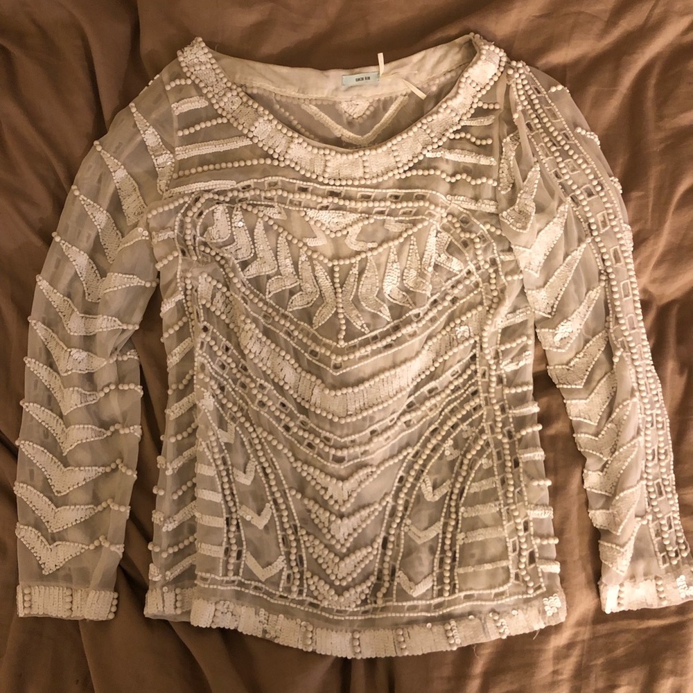 Insanely beautiful white beaded long sleeve